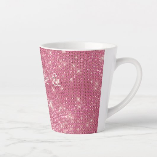 Girly Pink Glitzy Sparkle Latte Mok (Rechts)