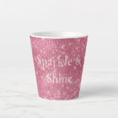 Girly Pink Glitzy Sparkle Latte Mok (Voorkant)