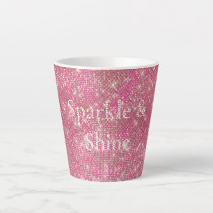 Girly Pink Glitzy Sparkle Latte Mok