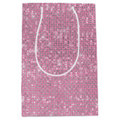 Girly Pink Glitzy Sparkle Medium Cadeauzakje (Voorkant)