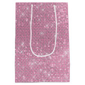 Girly Pink Glitzy Sparkle Medium Cadeauzakje (Achterkant)