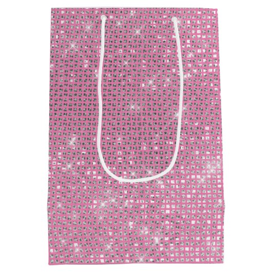 Girly Pink Glitzy Sparkle Medium Cadeauzakje (Achterkant)