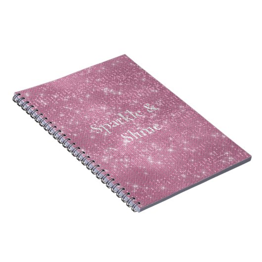 Girly Pink Glitzy Sparkle Notitieboek (Rechterzijde)