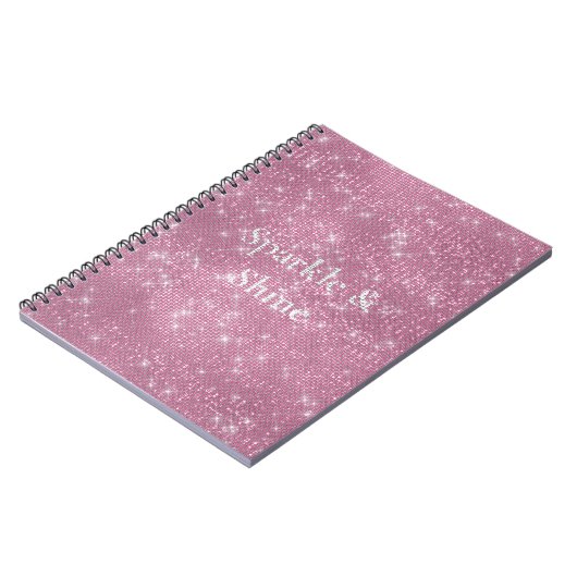 Girly Pink Glitzy Sparkle Notitieboek (Linkerzijde)