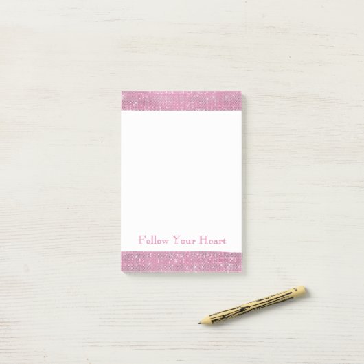 Girly Pink Glitzy Sparkle Post-it® Notes (Op bureau)