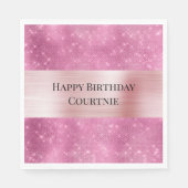 Girly Pink Glitzy Sparkle Servet (Voorkant)