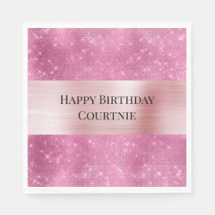 Girly Pink Glitzy Sparkle Servet