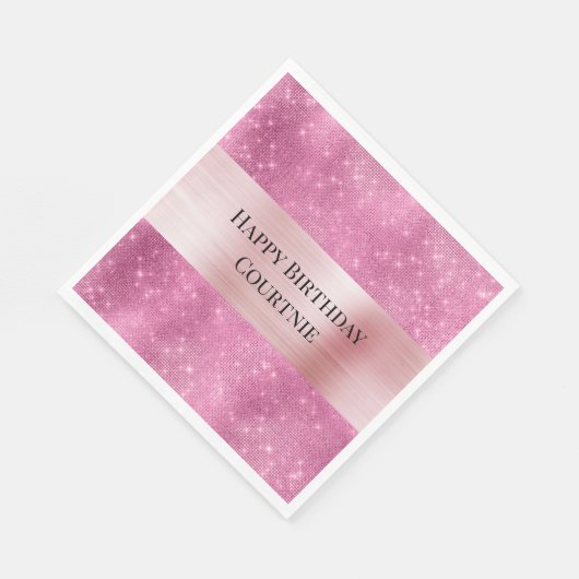 Girly Pink Glitzy Sparkle Servet (Hoek)