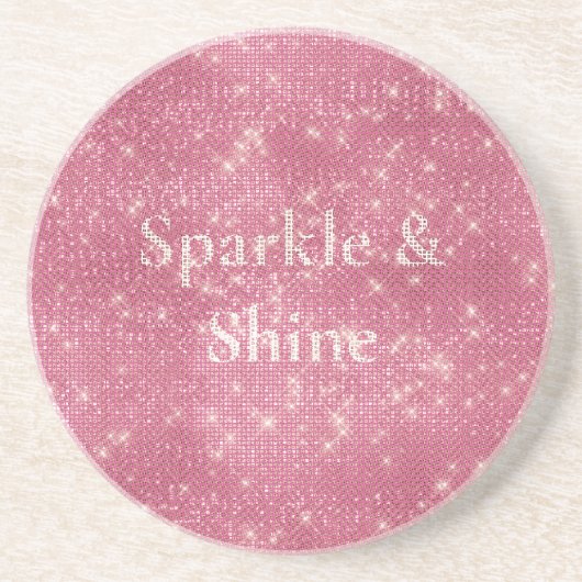 Girly Pink Glitzy Sparkle Zandsteen Onderzetter (Voorkant)