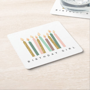 Girly Pink Gold Birthday Happy Birthday Pretty Gir Kartonnen Onderzetters