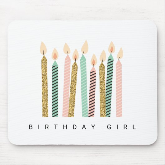 Girly Pink Gold Birthday Happy Birthday Pretty Gir Muismat (Voorkant)