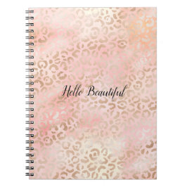Girly Pink Gold Blush Leopard Print Notitieboek