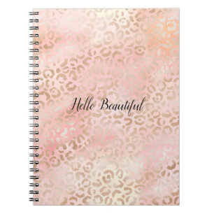 Girly Pink Gold Blush Leopard Print Notitieboek