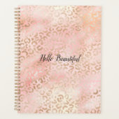 Girly Pink Gold Blush Leopard Print        Planner (Voorkant)