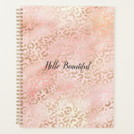 Girly Pink Gold Blush Leopard Print        Planner