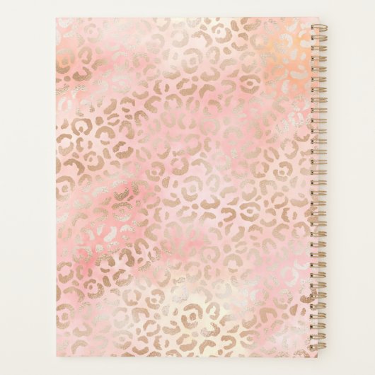 Girly Pink Gold Blush Leopard Print        Planner (Achterkant)