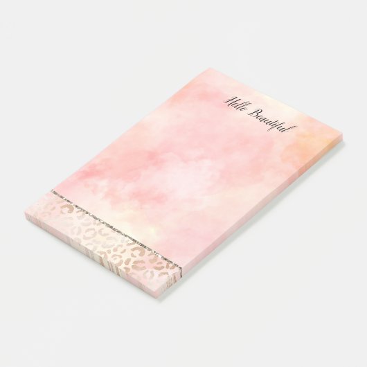 Girly Pink Gold Blush Leopard Print Post-it® Notes (Schuin)