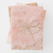 Girly Pink Gold Blush Leopard Print Roze Inpakpapier Vel (In situ)