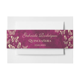 Girly Pink Gold Butterfly 15 jaar oud Quinceañera Uitnodigingen Wikkel
