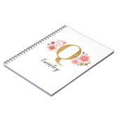 Girly Pink Gold Floral Monogram Letter Q Notitieboek (Linkerzijde)