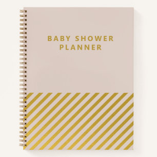 Girly Pink Gold Foil Stripes Baby shower Planning Notitieboek