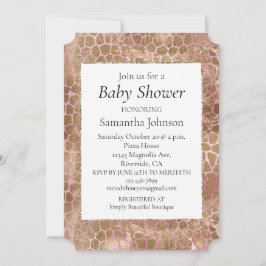 Girly Pink Gold Giraffe Print Kaart