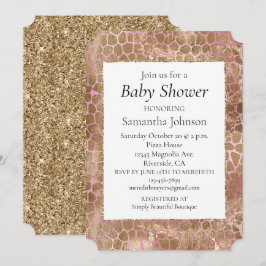 Girly Pink Gold Giraffe Print Kaart