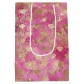 Girly Pink Gold Glam Diamonds Medium Cadeauzakje (Achterkant)