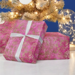 Girly Pink Gold Glam Floral Cadeaupapier