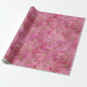 Girly Pink Gold Glam Floral Cadeaupapier (Uitgerold)
