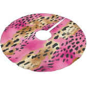 Girly Pink Gold Glam Leopard Kerstmis Kerstboom Rok (Gekanteld)