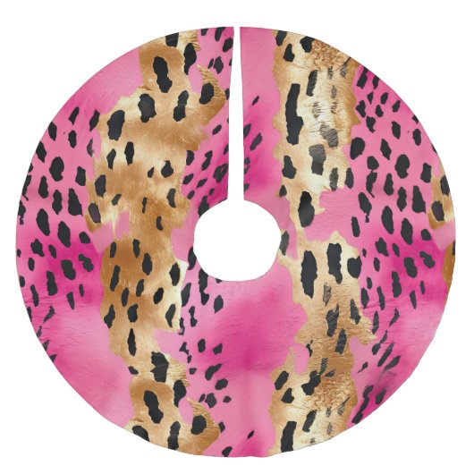 Girly Pink Gold Glam Leopard Kerstmis Kerstboom Rok (Voorkant)