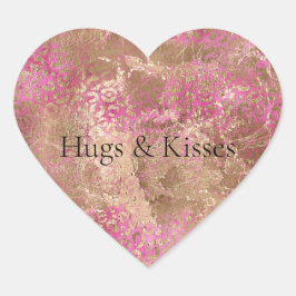 Girly Pink Gold Glam Leopard Print Hart Sticker
