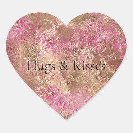 Girly Pink Gold Glam Leopard Print Hart Sticker