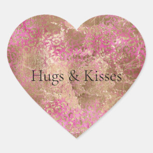 Girly Pink Gold Glam Leopard Print Hart Sticker