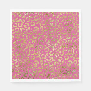 Girly Pink Gold Glam Leopard Print Servet