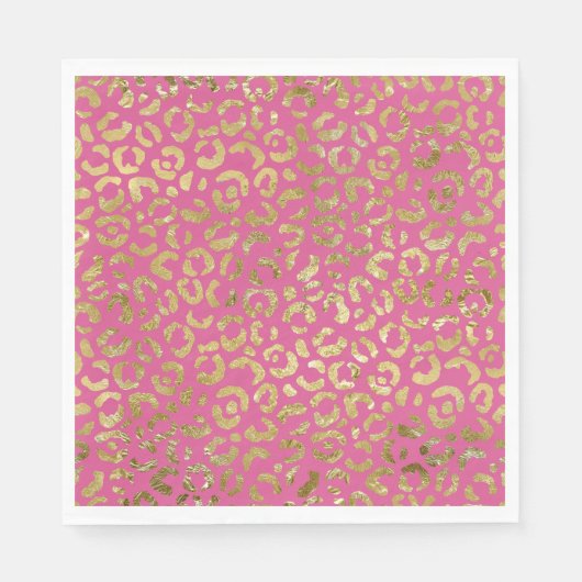 Girly Pink Gold Glam Leopard Print Servet (Voorkant)