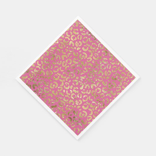 Girly Pink Gold Glam Leopard Print Servet (Hoek)