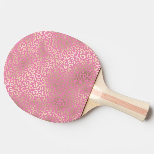 Girly Pink Gold Glam Leopard Print Tafeltennisbatje (Zijkant)
