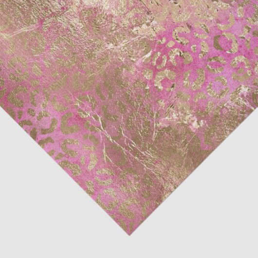 Girly Pink Gold Glam Leopard Print Tissuepapier (Detail)