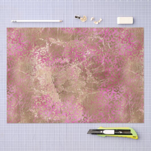 Girly Pink Gold Glam Leopard Print Tissuepapier (Craft)