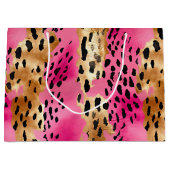 Girly Pink Gold Glam Luipaard Print Abstract Groot Cadeauzakje (Voorkant)