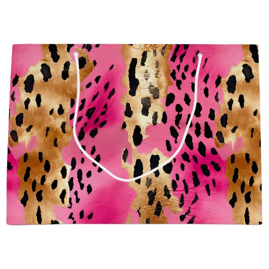 Girly Pink Gold Glam Luipaard Print Abstract Groot Cadeauzakje (Voorkant)