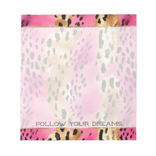 Girly Pink Gold Glam Luipaard Print Abstract Notitieblok
