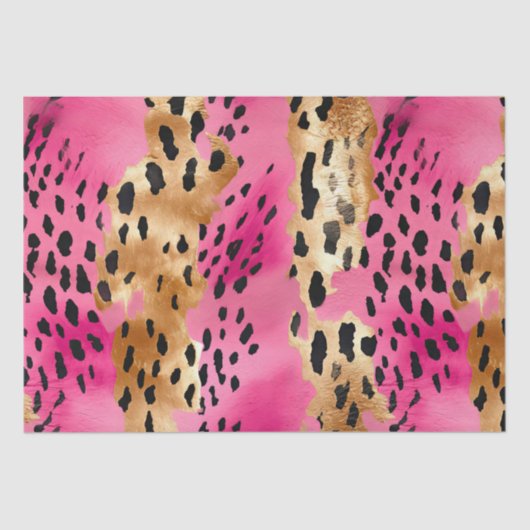 Girly Pink Gold Glam Luipaard Print Abstract Tissuepapier (Voorkant)