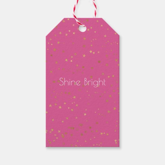 Girly Pink Gold Glam Sterren Cadeaulabel (Voorkant)
