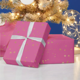 Girly Pink Gold Glam Sterren Cadeaupapier