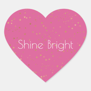 Girly Pink Gold Glam Sterren Hart Sticker