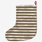 Girly Pink Gold Glam Stripes Grote Kerstsok (Achterkant)
