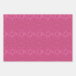 Girly Pink Gold Glam XOXO Inpakpapier Vel